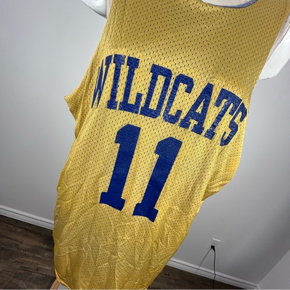 Vintage Men Blue Yellow Wildcats Reversible Jersey Tank Top Size L - Picture 6 of 13